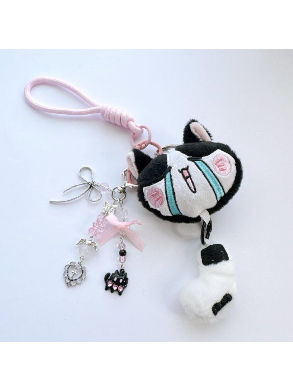 Black Cat Plush Keychain | Kawaii Kitten Pink Bag Charm